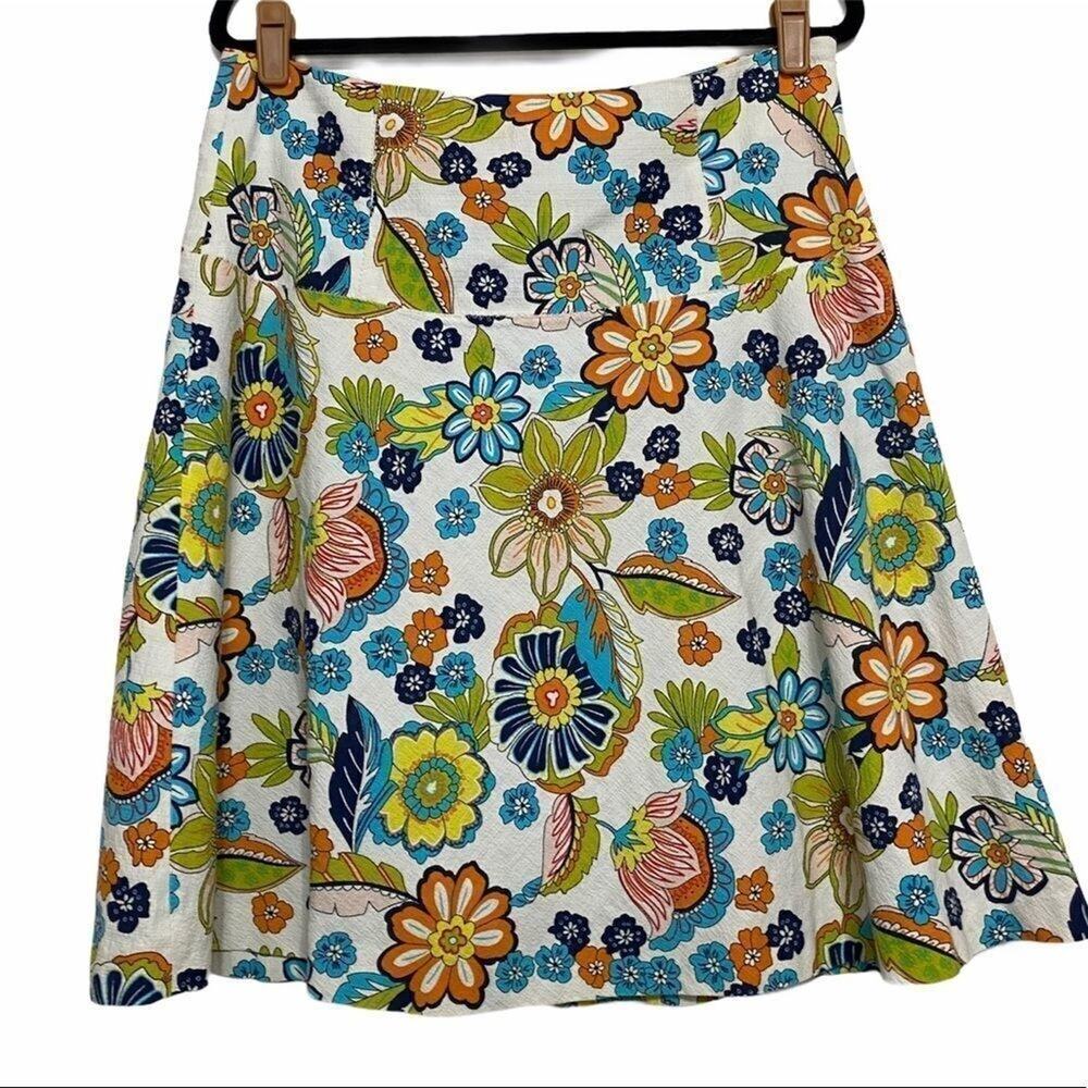 Hilfiger‎ Retro Floral Flower Power Skirt Womens 8 Cotton